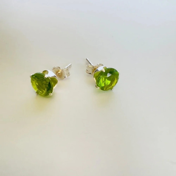 New Lime Green Round CZ Sterling Silver Earrings - Picture 2 of 5